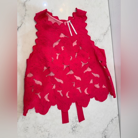 By Anthropologie Sleeveless Cutwork Top- XS- Pink! - Picture 4 of 6